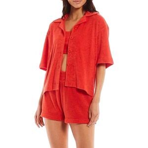 Gianni Bini Terry Cloth Button Down Top - Size Large